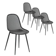 Gardeon 4PC Outdoor Dining Chairs PP Lounge Chair Patio Garden Furniture Black ODF-CHAIR-PP210-BK-4X