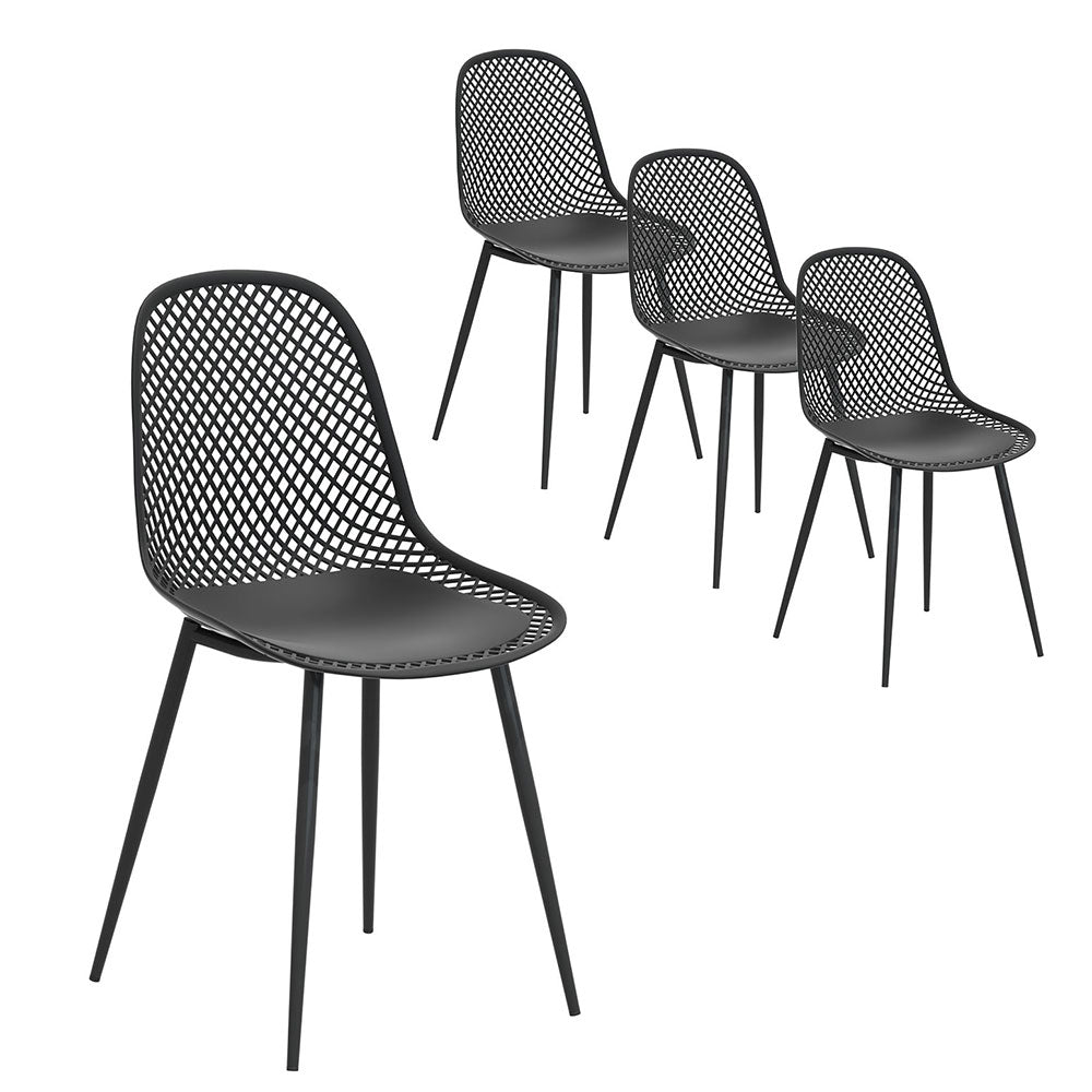 Gardeon 4PC Outdoor Dining Chairs PP Lounge Chair Patio Garden Furniture Black ODF-CHAIR-PP210-BK-4X
