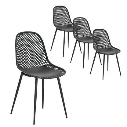 Gardeon 4PC Outdoor Dining Chairs PP Lounge Chair Patio Garden Furniture Black ODF-CHAIR-PP210-BK-4X