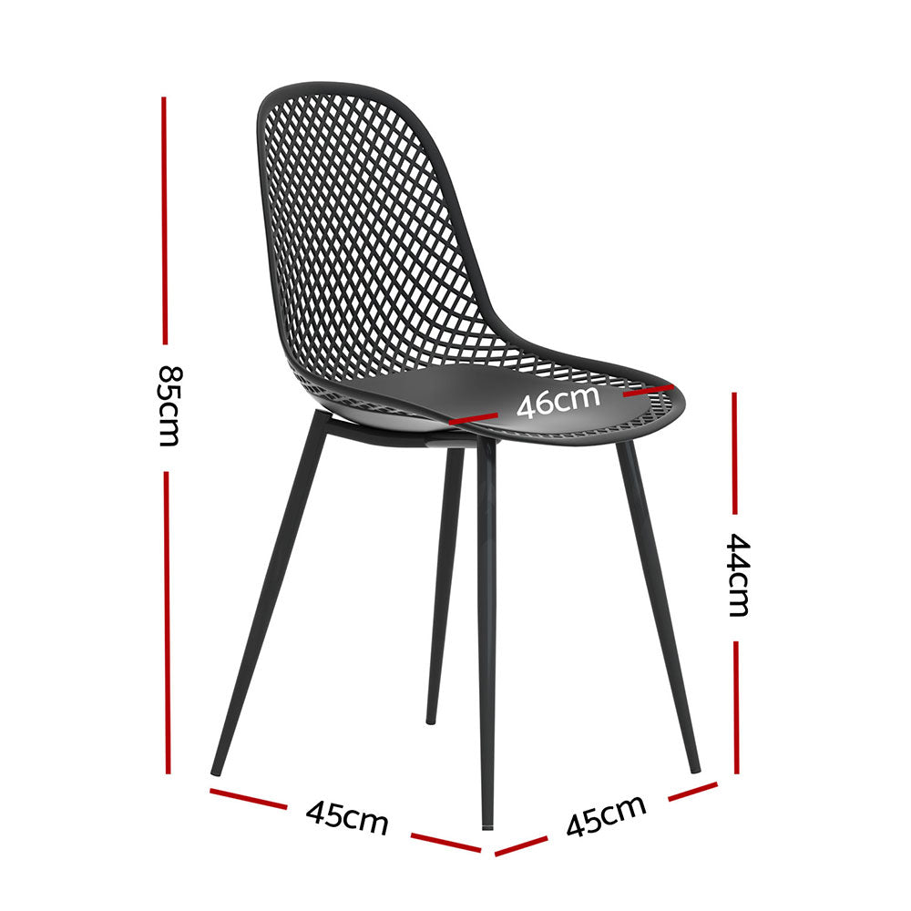 Gardeon 4PC Outdoor Dining Chairs PP Lounge Chair Patio Garden Furniture Black ODF-CHAIR-PP210-BK-4X