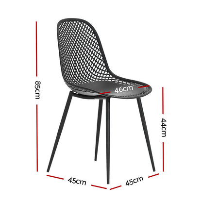 Gardeon 4PC Outdoor Dining Chairs PP Lounge Chair Patio Garden Furniture Black ODF-CHAIR-PP210-BK-4X