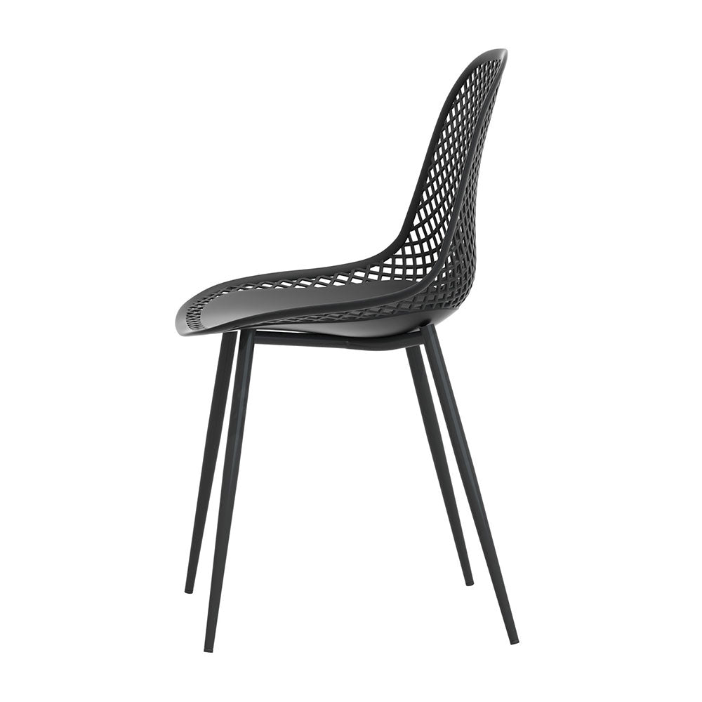 Gardeon 4PC Outdoor Dining Chairs PP Lounge Chair Patio Garden Furniture Black ODF-CHAIR-PP210-BK-4X