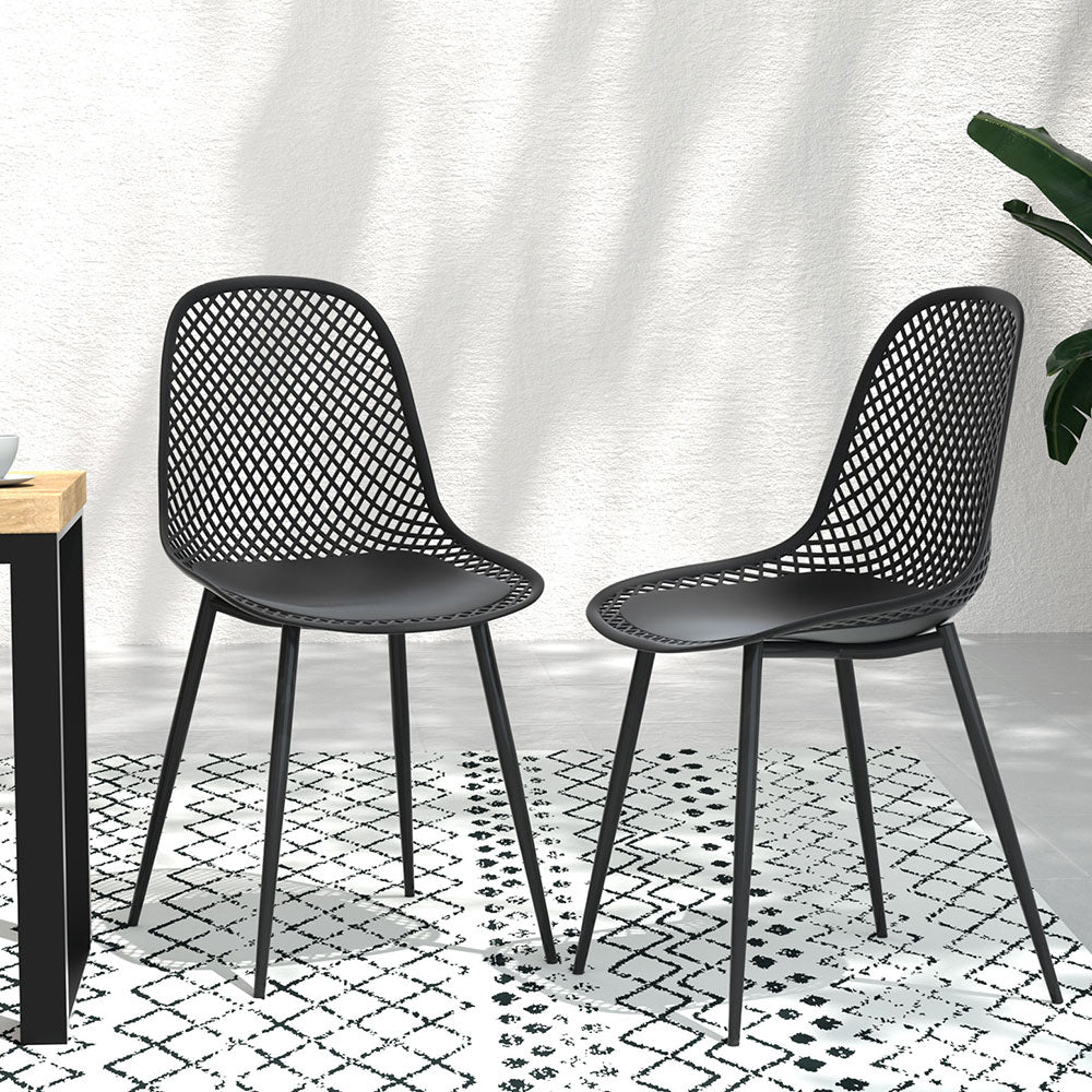 Gardeon 4PC Outdoor Dining Chairs PP Lounge Chair Patio Garden Furniture Black ODF-CHAIR-PP210-BK-4X