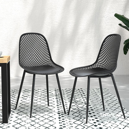 Gardeon 4PC Outdoor Dining Chairs PP Lounge Chair Patio Garden Furniture Black ODF-CHAIR-PP210-BK-4X