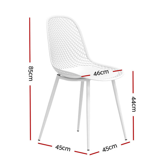 Gardeon 4PC Outdoor Dining Chairs PP Lounge Chair Patio Garden Furniture White ODF-CHAIR-PP210-WH-4X