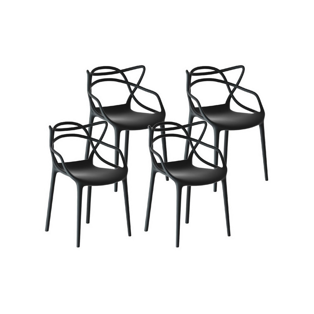 Gardeon 4PC Outdoor Dining Chairs PP Portable Stackable Chair Patio Furniture ODF-CHAIR-PP601-BK-4X