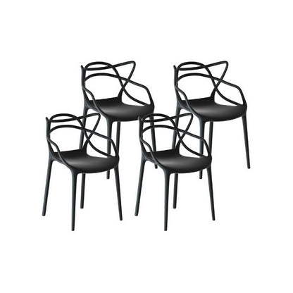 Gardeon 4PC Outdoor Dining Chairs PP Portable Stackable Chair Patio Furniture ODF-CHAIR-PP601-BK-4X