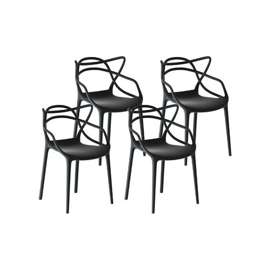 Gardeon 4PC Outdoor Dining Chairs PP Portable Stackable Chair Patio Furniture ODF-CHAIR-PP601-BK-4X