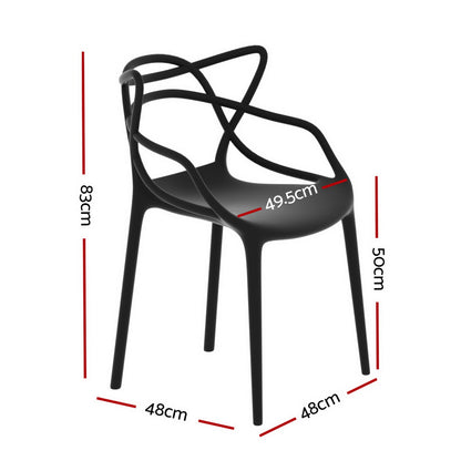 Gardeon 4PC Outdoor Dining Chairs PP Portable Stackable Chair Patio Furniture ODF-CHAIR-PP601-BK-4X