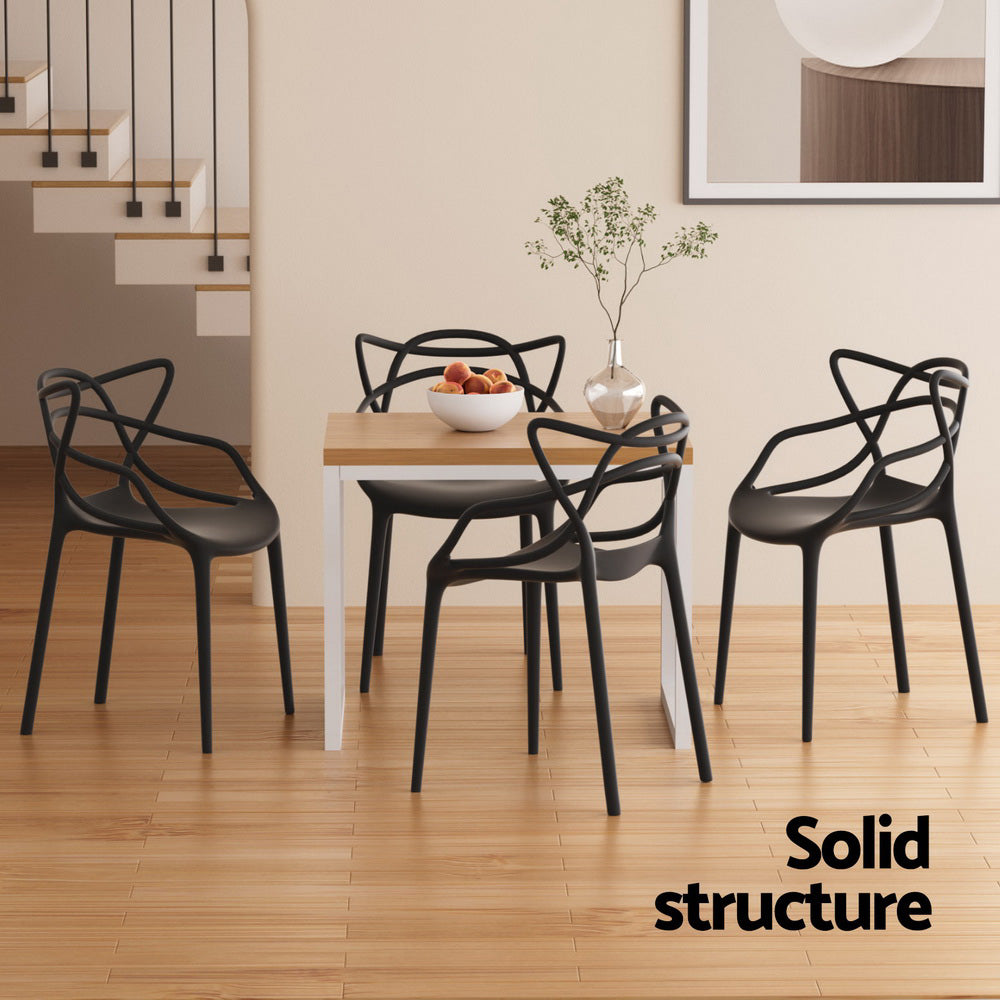 Gardeon 4PC Outdoor Dining Chairs PP Portable Stackable Chair Patio Furniture ODF-CHAIR-PP601-BK-4X