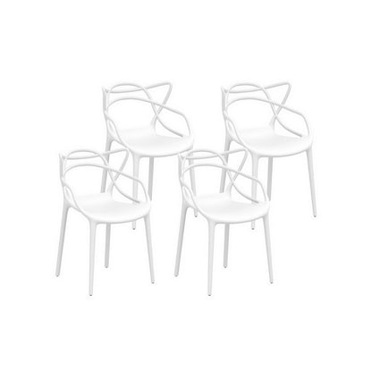 Gardeon 4PC Outdoor Dining Chairs PP Portable Stackable Chair Patio Furniture White ODF-CHAIR-PP601-WH-4X