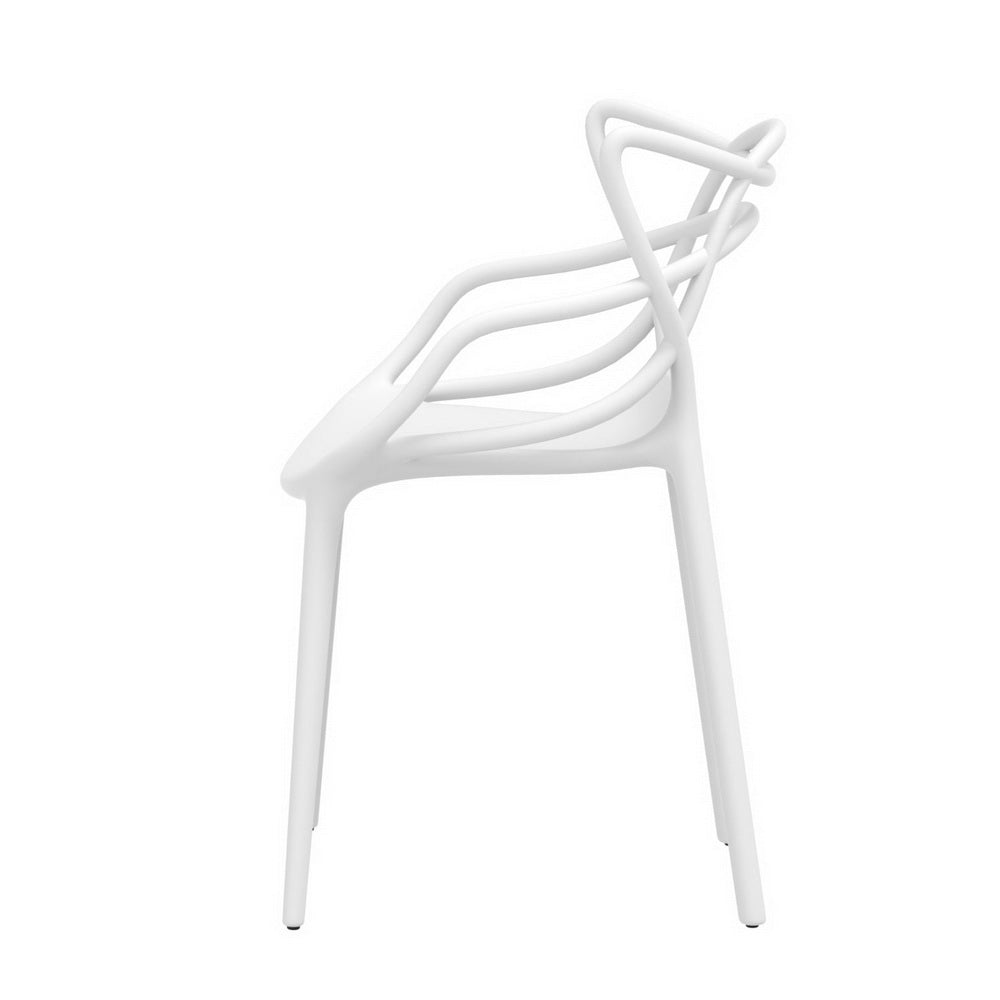Gardeon 4PC Outdoor Dining Chairs PP Portable Stackable Chair Patio Furniture White ODF-CHAIR-PP601-WH-4X