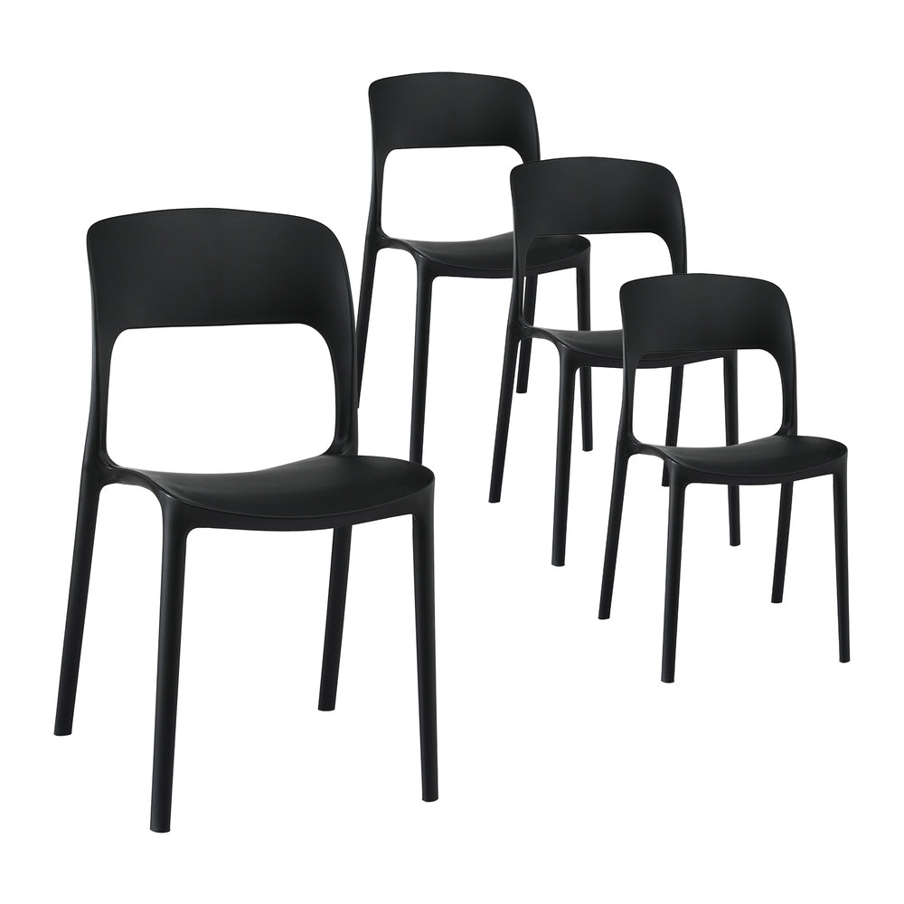 Gardeon 4PC Outdoor Dining Chairs Stackable PP Patio Chair Garden Furniture Black ODF-CHAIR-PPTX14-BK-4X