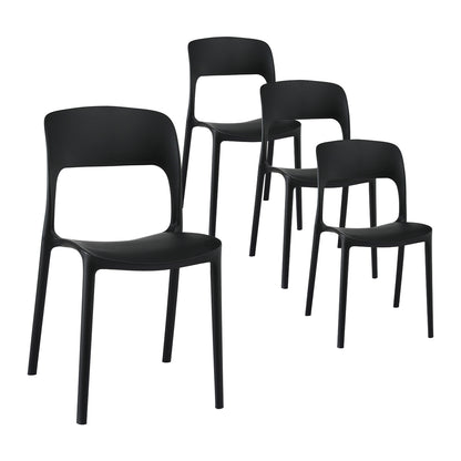 Gardeon 4PC Outdoor Dining Chairs Stackable PP Patio Chair Garden Furniture Black ODF-CHAIR-PPTX14-BK-4X