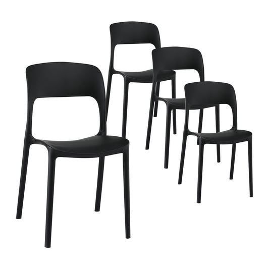 Gardeon 4PC Outdoor Dining Chairs Stackable PP Patio Chair Garden Furniture Black ODF-CHAIR-PPTX14-BK-4X