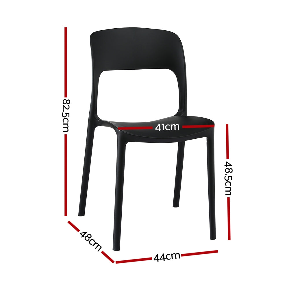 Gardeon 4PC Outdoor Dining Chairs Stackable PP Patio Chair Garden Furniture Black ODF-CHAIR-PPTX14-BK-4X