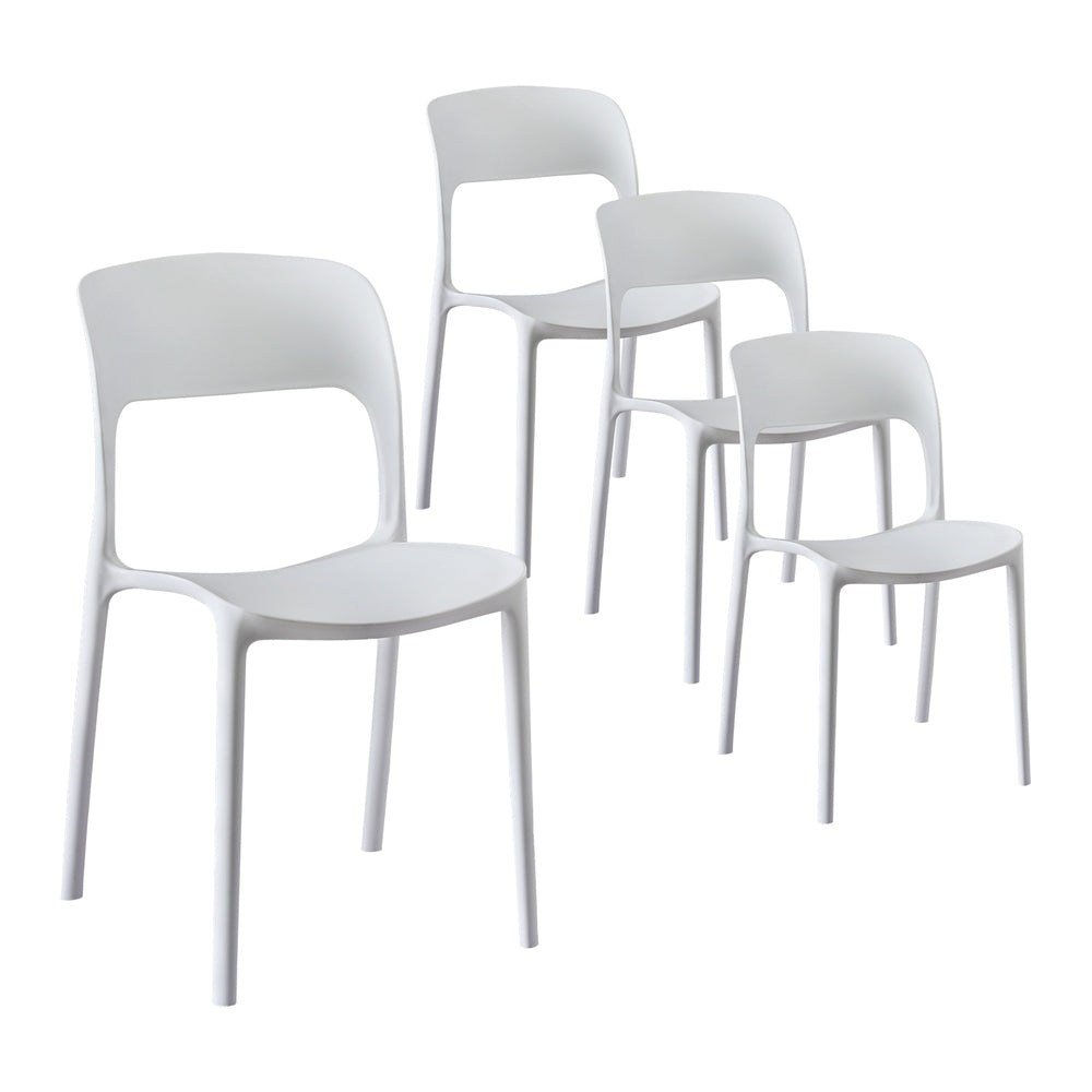 Gardeon 4PC Outdoor Dining Chairs Stackable PP Patio Chair Garden Furniture White ODF-CHAIR-PPTX14-WH-4X