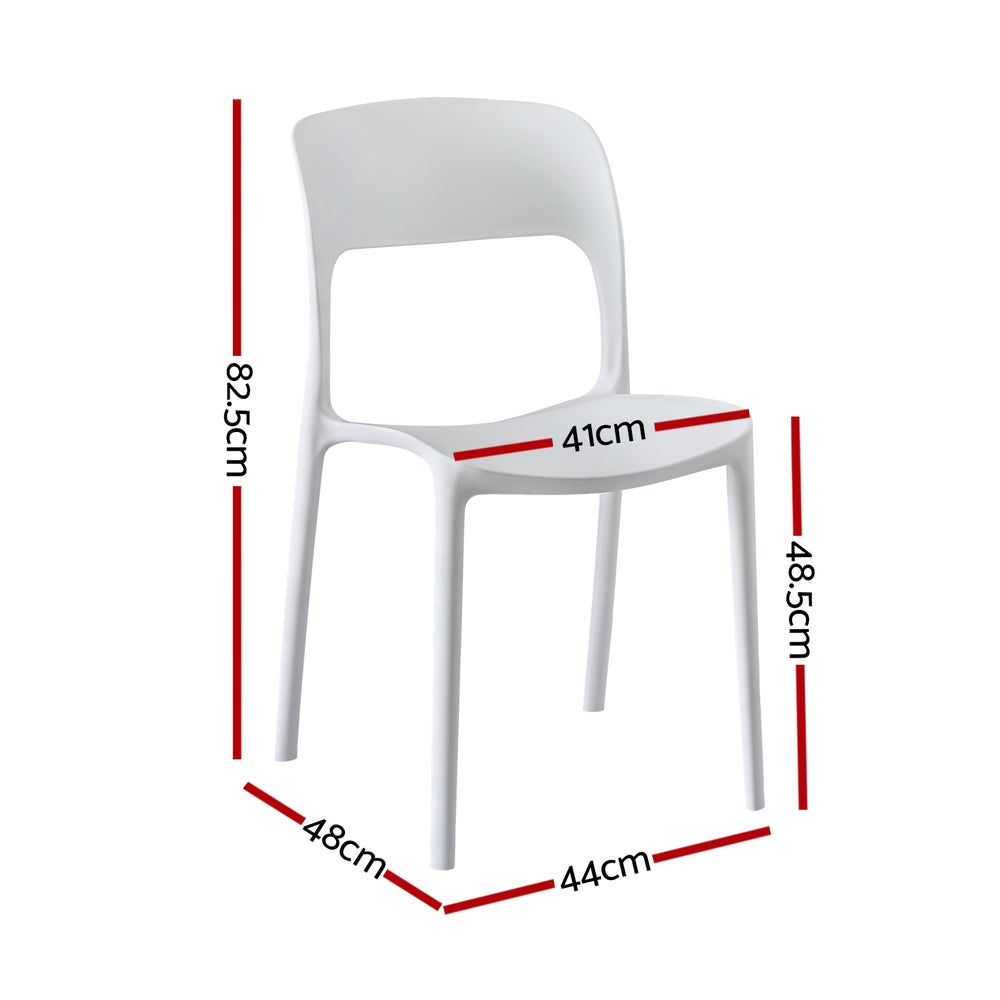 Gardeon 4PC Outdoor Dining Chairs Stackable PP Patio Chair Garden Furniture White ODF-CHAIR-PPTX14-WH-4X