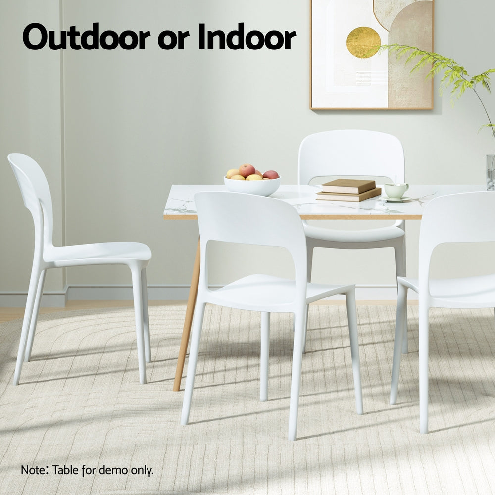 Gardeon 4PC Outdoor Dining Chairs Stackable PP Patio Chair Garden Furniture White ODF-CHAIR-PPTX14-WH-4X