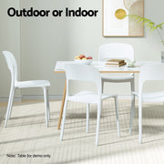 Gardeon 4PC Outdoor Dining Chairs Stackable PP Patio Chair Garden Furniture White