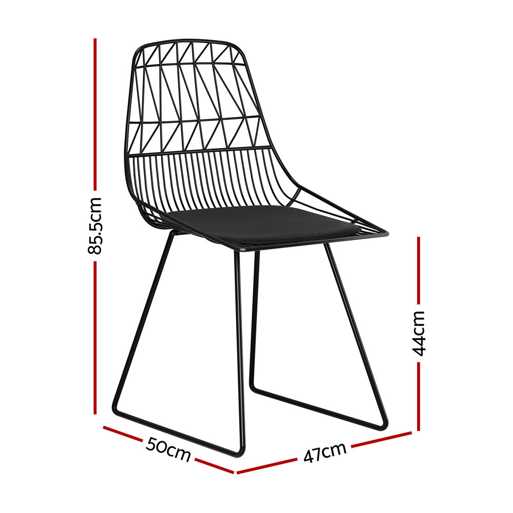 Gardeon 2PC Outdoor Dining Chairs Steel Lounge Chair Patio Garden Furniture ODF-CHAIR-ST8001-2X-BK