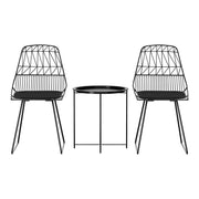 Gardeon 3PC Outdoor Bistro Set Patio Furniture Lounge Chairs Table Garden ODF-CHAIR-ST8001-3PC