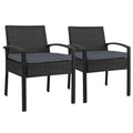 Gardeon 2PC Outdoor Dining Chairs Patio Furniture Rattan Lounge Chair Cushion Felix ODF-CHAIR-TEA-BK-2X