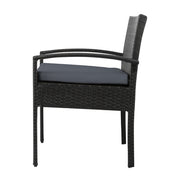 Gardeon 2PC Outdoor Dining Chairs Patio Furniture Rattan Lounge Chair Cushion Felix ODF-CHAIR-TEA-BK-2X