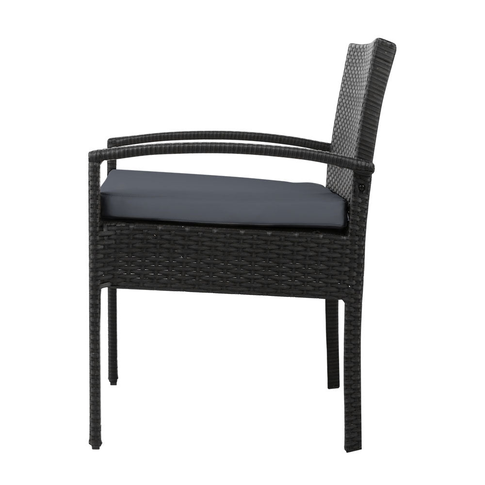 Gardeon 2PC Outdoor Dining Chairs Patio Furniture Rattan Lounge Chair Cushion Felix ODF-CHAIR-TEA-BK-2X
