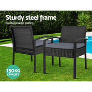 Gardeon 2PC Outdoor Dining Chairs Patio Furniture Rattan Lounge Chair Cushion Felix ODF-CHAIR-TEA-BK-2X