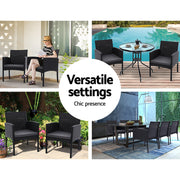 Gardeon 2PC Outdoor Dining Chairs Patio Furniture Rattan Lounge Chair XL Ezra ODF-CHAIR-TEA-XL-BK-2X