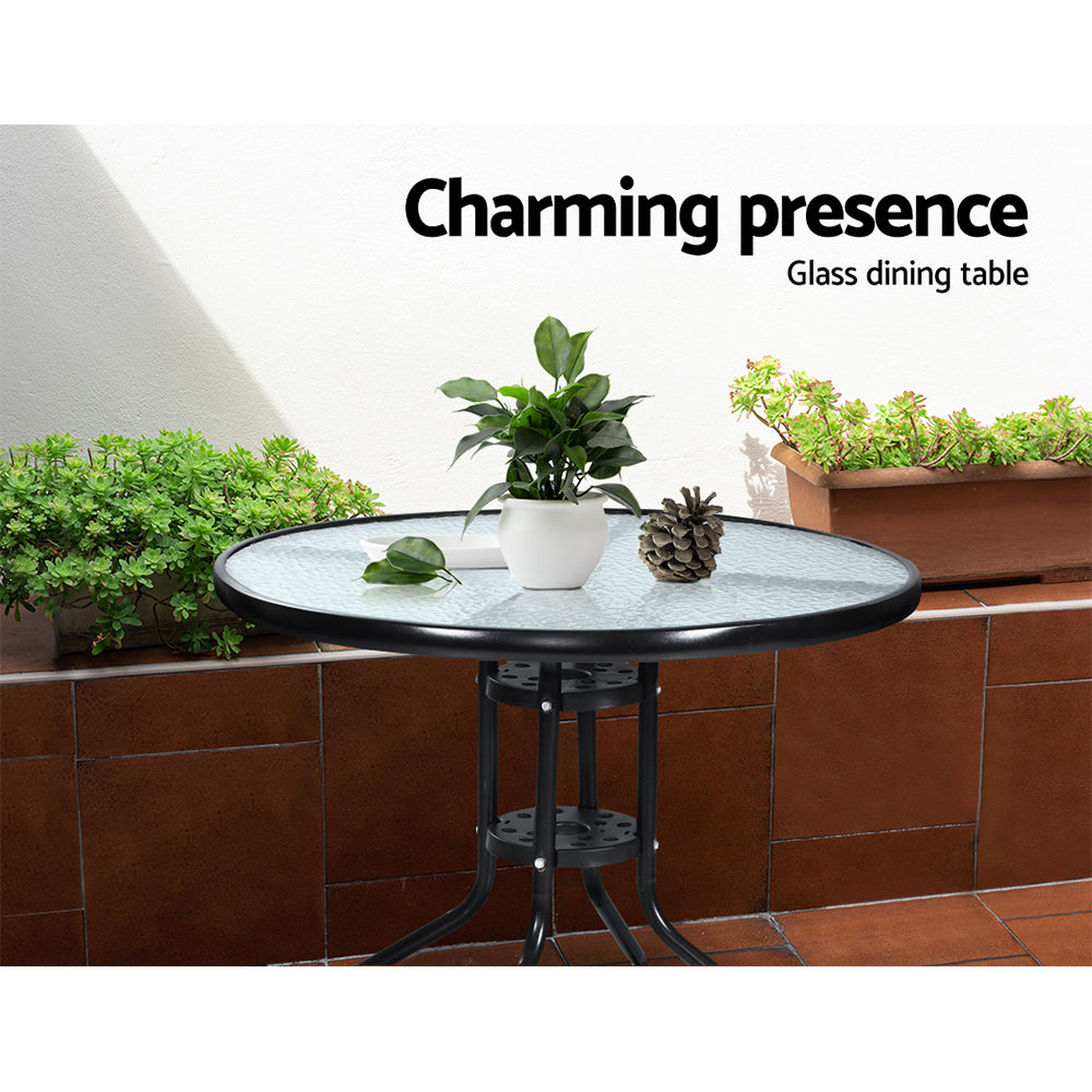 Gardeon 3PC Bistro Set Outdoor Furniture Rattan Table Chairs Cushion Patio Garden Hugo ODF-CHAIRSET-DINING