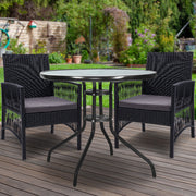 Gardeon 3PC Bistro Set Outdoor Furniture Rattan Table Chairs Cushion Patio Garden Lyra ODF-CHAIRSET-HARP
