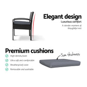 Gardeon 3PC Bistro Set Outdoor Furniture Rattan Table Chairs Cushion Patio Garden Felix ODF-CHAIRSET-TEA