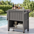 Gardeon Outdoor Storage Cabinet Box 80L Ice Bucket Cooler Rolling Serving Cart Kitchen Trolley Brown