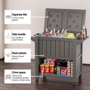 Gardeon Outdoor Storage Cabinet Box 80L Ice Bucket Cooler Rolling Serving Cart Kitchen Trolley Brown