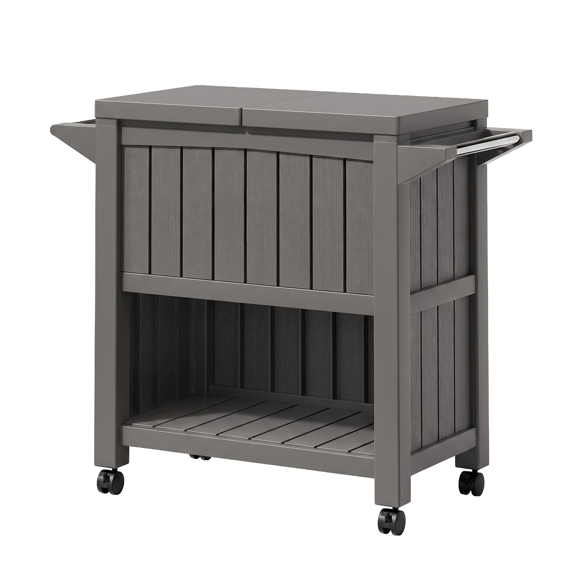 Gardeon Outdoor Storage Cabinet Box 80L Ice Bucket Cooler Rolling Serving Cart Kitchen Trolley Brown