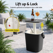 Gardeon 2-in-1 Outdoor Bar Table Portable Wine Cooler 15L Ice Bucket Tong Black