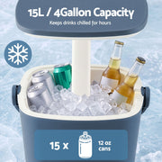 Gardeon 2-in-1 Outdoor Bar Table Portable Ice Bucket Cooler 15L Tong Blue