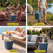 Gardeon 2-in-1 Outdoor Bar Table Portable Ice Bucket Cooler 15L Tong Blue
