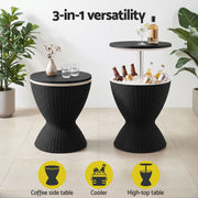 Gardeon Outdoor Bar Table Portable Ice Bucket Cooler 30L Adjustable Top Black
