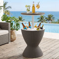 Gardeon Outdoor Bar Table Portable Ice Bucket Cooler 30L Adjustable Top Brown