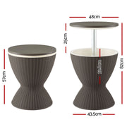 Gardeon Outdoor Bar Table Portable Ice Bucket Cooler 30L Adjustable Top Brown