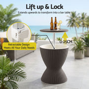 Gardeon Outdoor Bar Table Portable Ice Bucket Cooler 30L Adjustable Top Brown