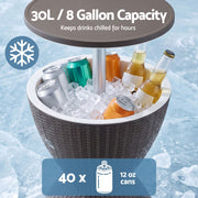 Gardeon Outdoor Bar Table Portable Ice Bucket Cooler 30L Adjustable Top Brown