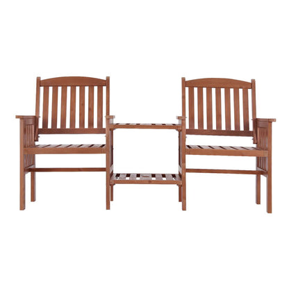 Gardeon Outdoor Garden Bench Loveseat Wooden Table Chairs Patio Furniture Brown ODF-D-LOVESEAT-BR
