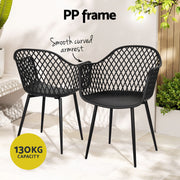 Gardeon 5PCS Outdoor Dining Set Table and Chairs Patio Furniture Garden Diamond Black