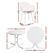 Gardeon 5PCS Outdoor Dining Set Table and Chairs Patio Furniture Garden Diamond White