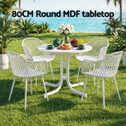 Gardeon 5PCS Outdoor Dining Set Table and Chairs Patio Furniture Garden Diamond White