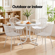 Gardeon 5PCS Outdoor Dining Set Table and Chairs Patio Furniture Garden Diamond White